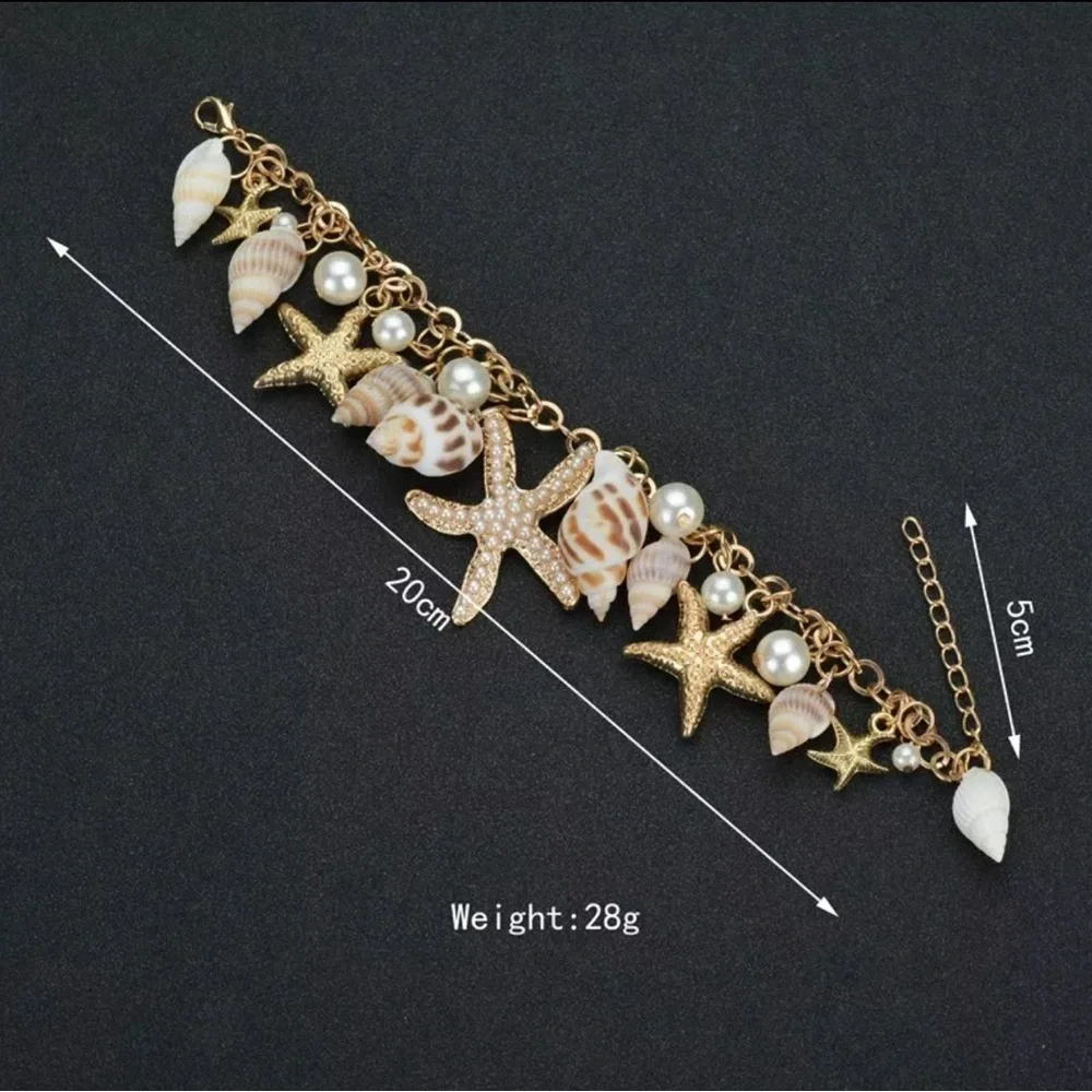 Starfish Sea Shell Design Bracelet Fashionable Adjustable Strap Bracelet Anklet - Picture 3 of 3